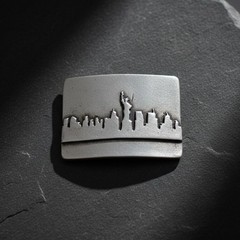 New York City Silhouette Belt Buckle Skyline Metal Urban Modern Design