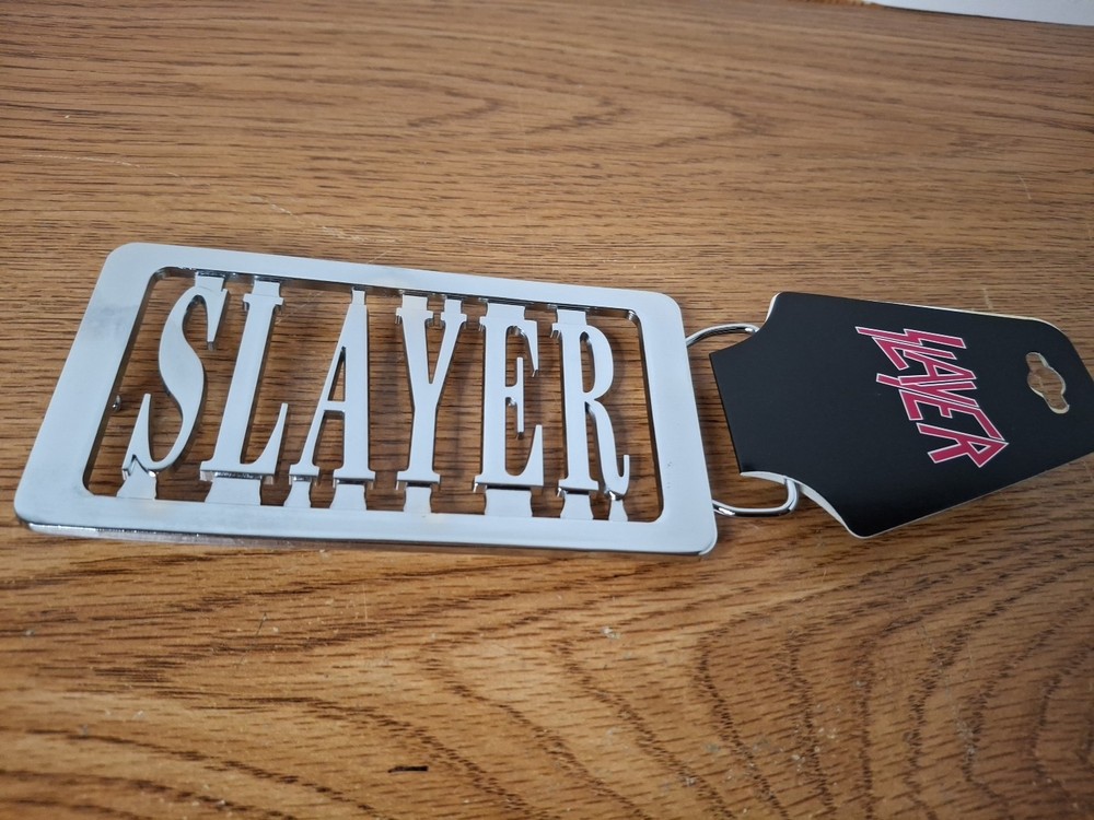 NWT SLAYER Heavy METAL MERCH SILVER LOGO BELT BUCKLE BRAVADO 5×2.5 2005