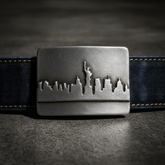 New York City Silhouette Belt Buckle Skyline Metal Urban Modern Design