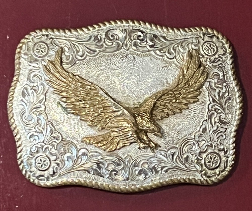 VTG El Arturo BRONZE CRUMRINE EAGLE BELT BUCKLE 3-1/8&Prime; X 2-3/8” Fits 1-1/2” Belt