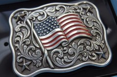 Nocona Belt Buckle USA Flag Patriotic American Flag Belt Buckle 37702