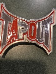 TAPOUT Logo Silver Tone & Red MMA Mixed Martial Arts Promo Belt Buckle Y2K