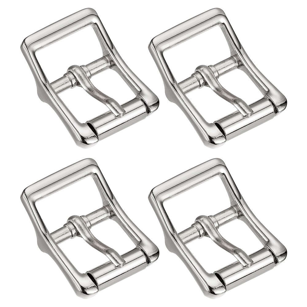 4Pcs 0.87&Prime; Single Prong Belt Buckle Square Center Bar Buckles for Belt Silver