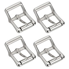 4Pcs 0.87&Prime; Single Prong Belt Buckle Square Center Bar Buckles for Belt Silver