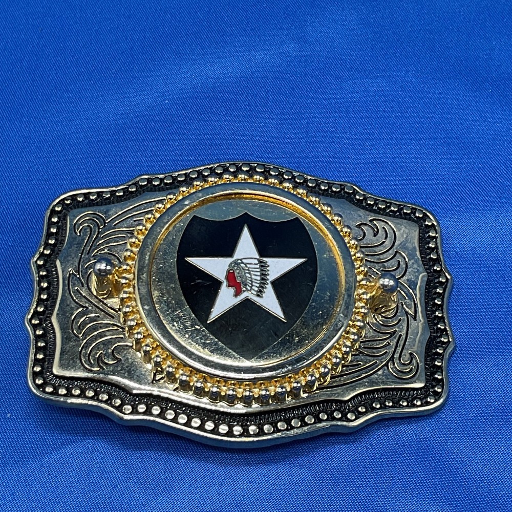Western Style Belt Buckle US Army 2nd Infantry Division Logo