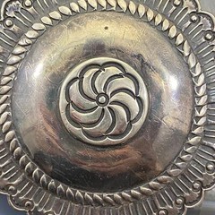 Vintage Native American Silver Rounded Stamped Belt Buckle For Men