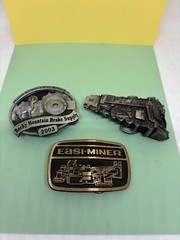 Lot of 3 Vintage Belt Buckles Easi-miner 1978 limited series used Rocky Mountain