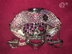 Crystal Rhinestone Purple Pirate Belt Buckle