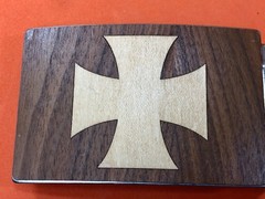 Mixed Wood Artisan? Iron cross QUALITY Vintage Belt Buckle