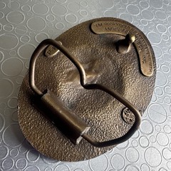 Vtg 1970s Anheuser Busch Brass Belt Buckle P-168 Budweiser Beer Eagle Cowboy Men