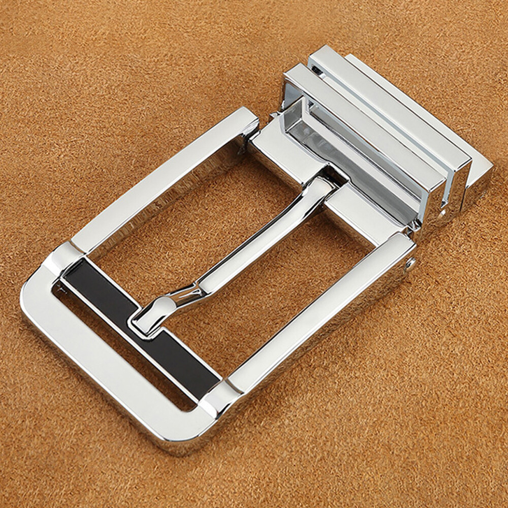 Reversible Belt Buckle Replacement Pin Buckle Rectangular Silver 360° Swivel