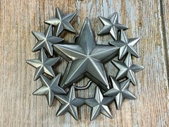 Eleven Five Pointed Star Cutout Silver Color Western Style LARGE Belt Buckle