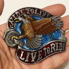 EAGLE RIDE TO LIVE LIVE TO RIDE BIKER MOTORCYCLE Metal Belt Buckle
