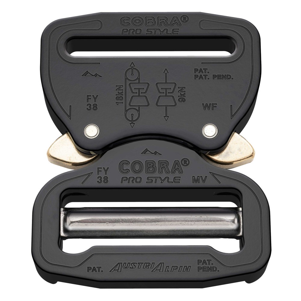 AustriAlpin 38mm / 1.5&Prime; Black Cobra Pro Style Buckle FY38KVF Male Adj Female Fix