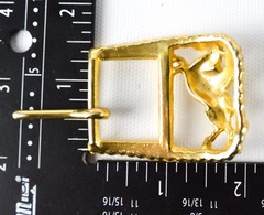 Belt Buckle Overlay Horse Gold Tone Cowboy Small Classic Box Frame Clip