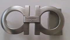 AUTH. SALVATORE FERRAGAMO SILVER GANCINI BELT BUCKLE FOR 1.3&Prime; WIDE BELT STRAP