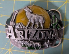 ARIZONA BELT BUCKLE NEW NICE PEWTER 1990 MADE BY ARROYO GRANDE BUCKLE USA