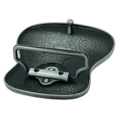 Mens Guitar Shaped Belt Buckle Brown Enamel Music