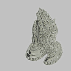 Praying Hands Belt Buckle New Men Women Silver Metal Iced Blinged Style Cowgirl