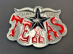 Texas The Lone Star State Cowboys TX Longhorn Raised 4&Prime; Buckle Rage Belt Buckle
