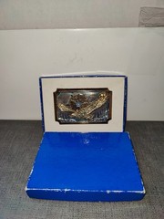 Vintage Soaring American Eagle Over Sunrise Belt Buckle With Diamond Rhinestone