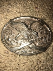 Flying Eagle Purched Guns belt buckle NRA Silver Color