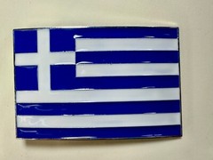 Greece Country in the Balkans Flag White Blue Enameled Patriotic Belt Buckle