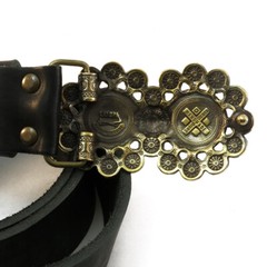 Solid brass belt buckle Double sun, Handmade Pagan solar symbol belt buckle