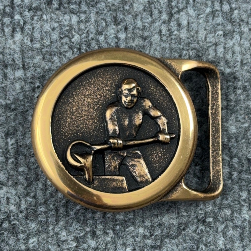 Tech Ether Guild IMC Foundry Products Brass Belt Buckle Vtg Industrial Worker
