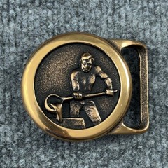 Tech Ether Guild IMC Foundry Products Brass Belt Buckle Vtg Industrial Worker