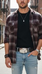 Men Women Belt Buckle Silver Metal Cross Cowboy Western Bling Fashion Jeans Pant