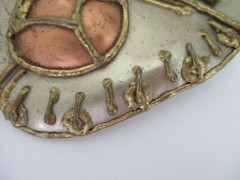 Vintage Copper Brass Metal Belt Buckle Brutalist Modernist Handcrafted