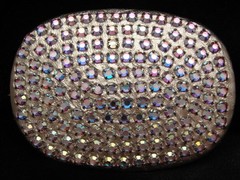 MI09132 *NOS* REALLY NICE **CRYSTAL INSERTS** FASHION BELT BUCKLE