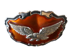 Mens Belt Buckle Mexican Flying Silver Eagle Orange Harley Biker Western Large