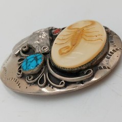 Horse Rodeo Belt Buckle Turquoise Coral Scorpion Cowboy Country Western Wear