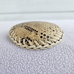 VTG Snakeskin Leather Belt Buckle Western Southern Cream Oval