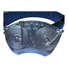 Silver Star DJ Spinning Turntables Vintage Buckle And Leather Studded Belt Small