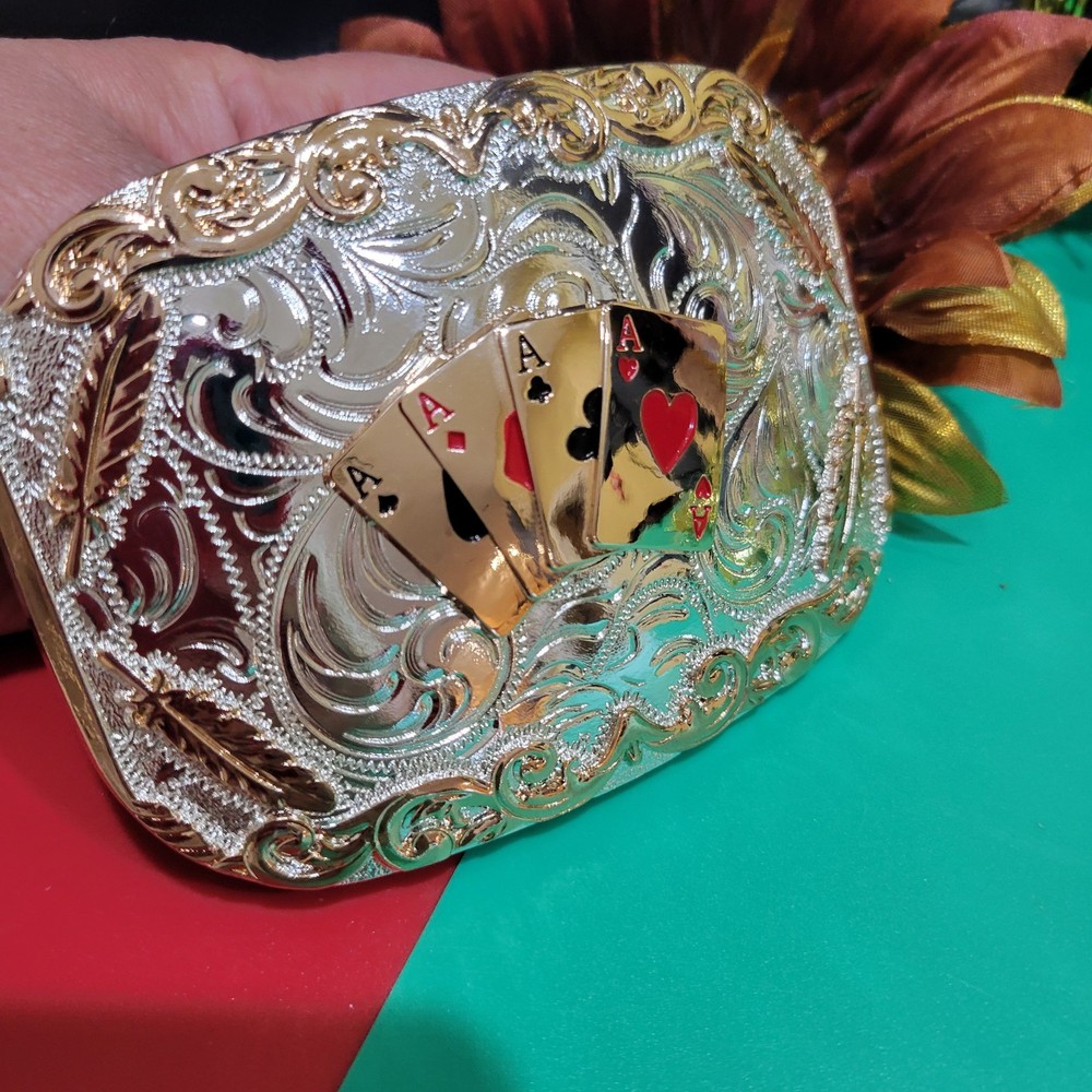 Four Aces Western Belt Buckle Cowboy Fashion Rodeo Jeans Buckle