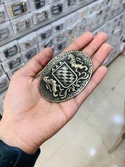 Engraved Oval Rope Team Roper Edge Bodder Logo buckle Hours buckle antique 40mm