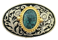 Turquoise 25×18 Oval Cab 2 3/5 x 1 2/3 Inch Goldplated Belt Buckle PBB56/32025