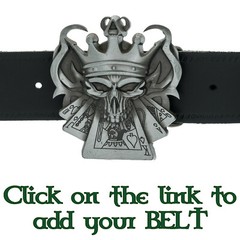 King Skull Straight Flush Poker Cards Belt Buckle Biker Metal Gothic Gambler