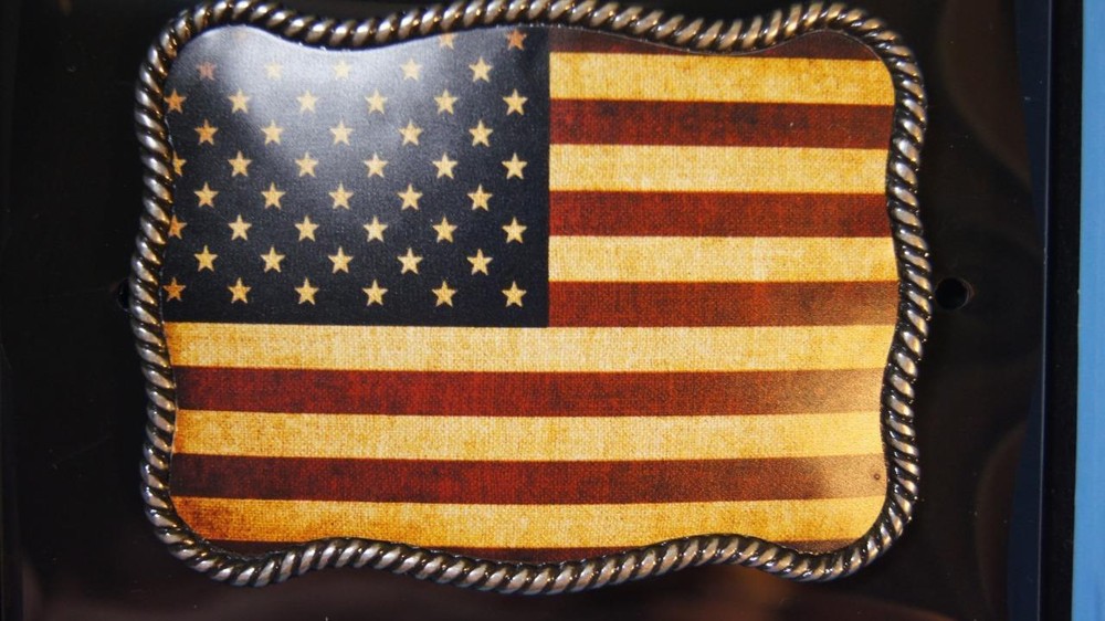 Nocona Belt Buckle USA Flag Patriotic American Flag Belt Buckle 37040