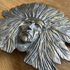 vintage 1970s belt buckle CHIEF native american INDIAN HEAD cowboy WESTERN brass