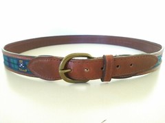 YRI FABRIC & LEATHER BELT LACROSSE BERMUDA CROWN SIZE 40