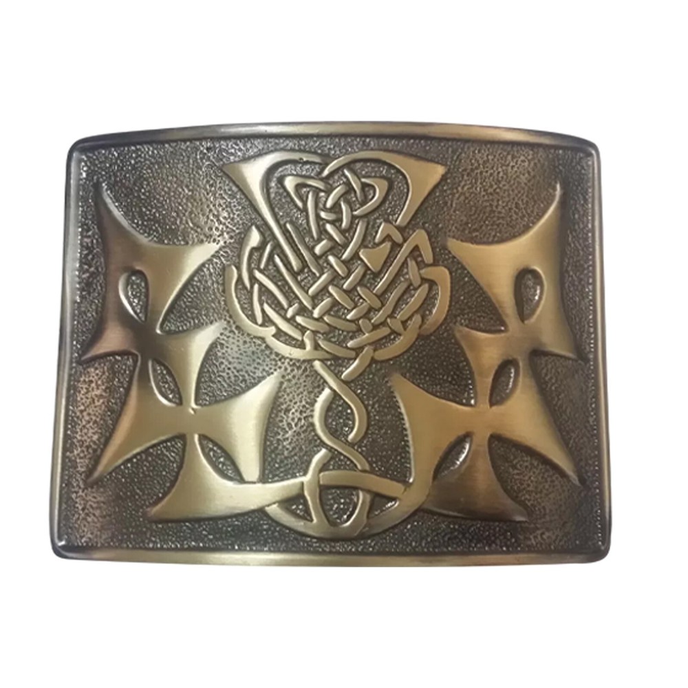 Scottish Antique Kilt Buckle – Thistle Knot Design | Elegant Highland Buckle