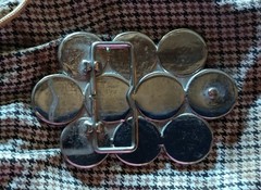 Men&rsquo;s Metal Frame Belt Buckle Lincoln Penny Coin Design Silver/Copper 1.5 in