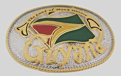 Guyana Georgetown Guyananian Flag Caribbean Belt Buckle Nation Gold Silver Metal