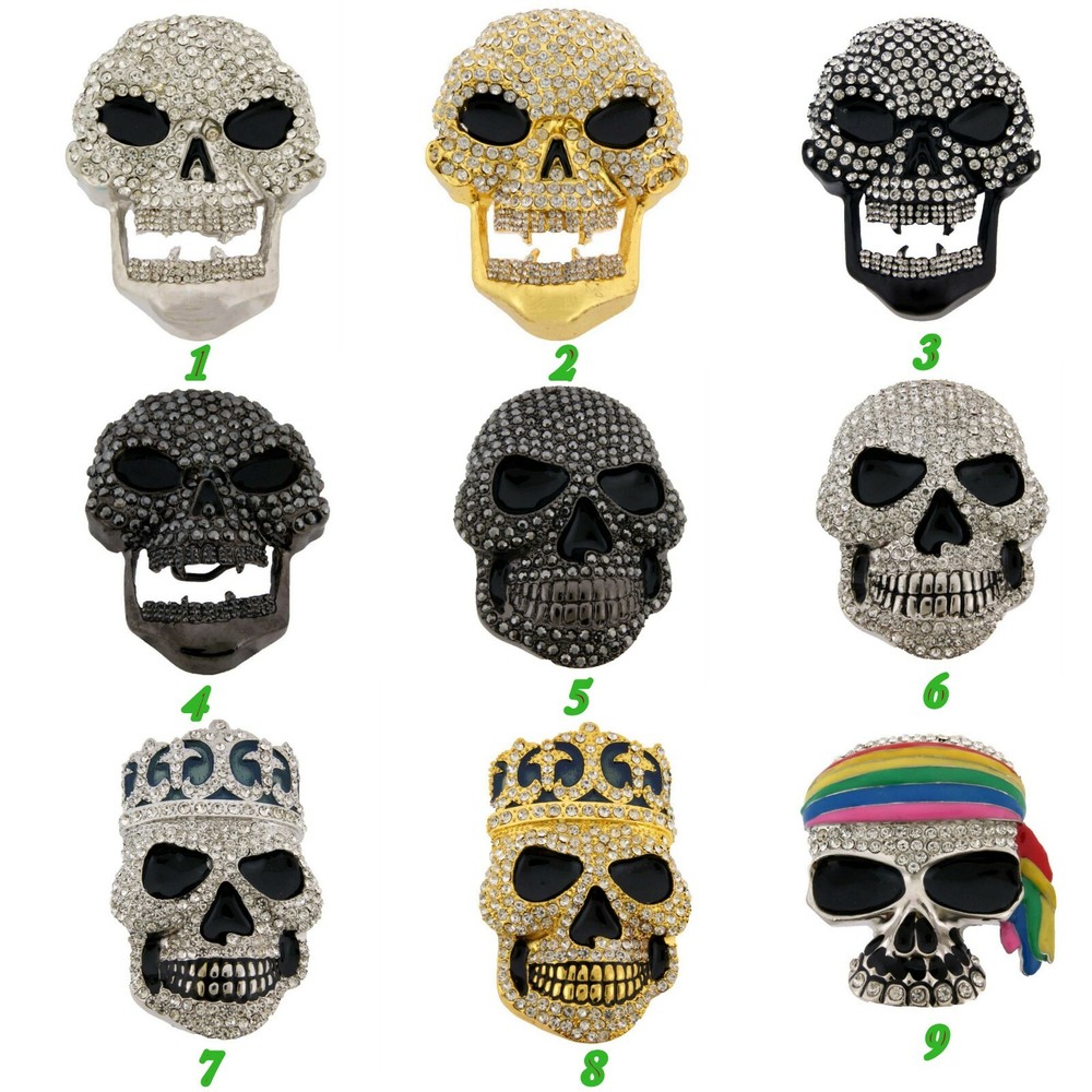 Skull Belt Buckle Men Encrusted Blinged Out Smokin Winged Bikers Rare Halloween