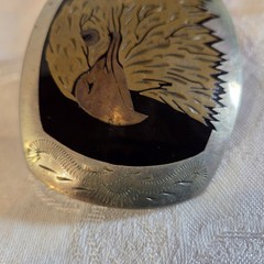 Belt Buckle Bald Eagle Head Gold Silver Copper Tone German Colorado Silver Star
