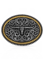 Montana Silversmiths Longhorn Two Tone Stockyard Belt Buckle NEW NIB